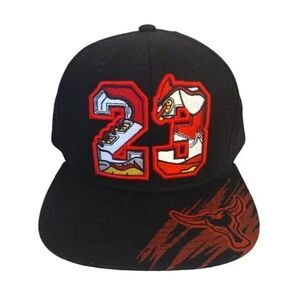 Top Level Michael Jordan #23 Chicago Bulls Black Red Digital Snapback Hat